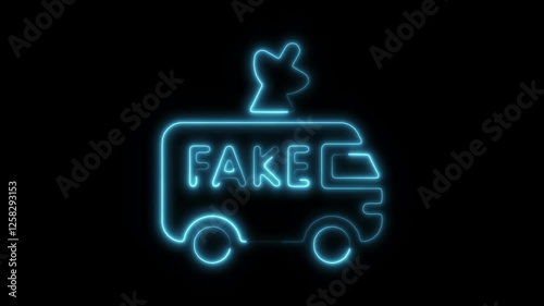 Glowing neon fake news icon isolated on black background. HD Video motion graphic animation photo