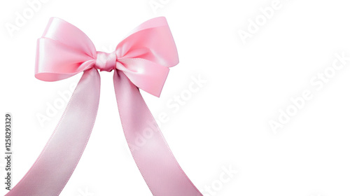 Pink silk ribbon bow isolated on transparent background