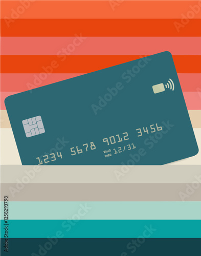 A generic credit card is seen slipped into a pocket between layers of bright colors