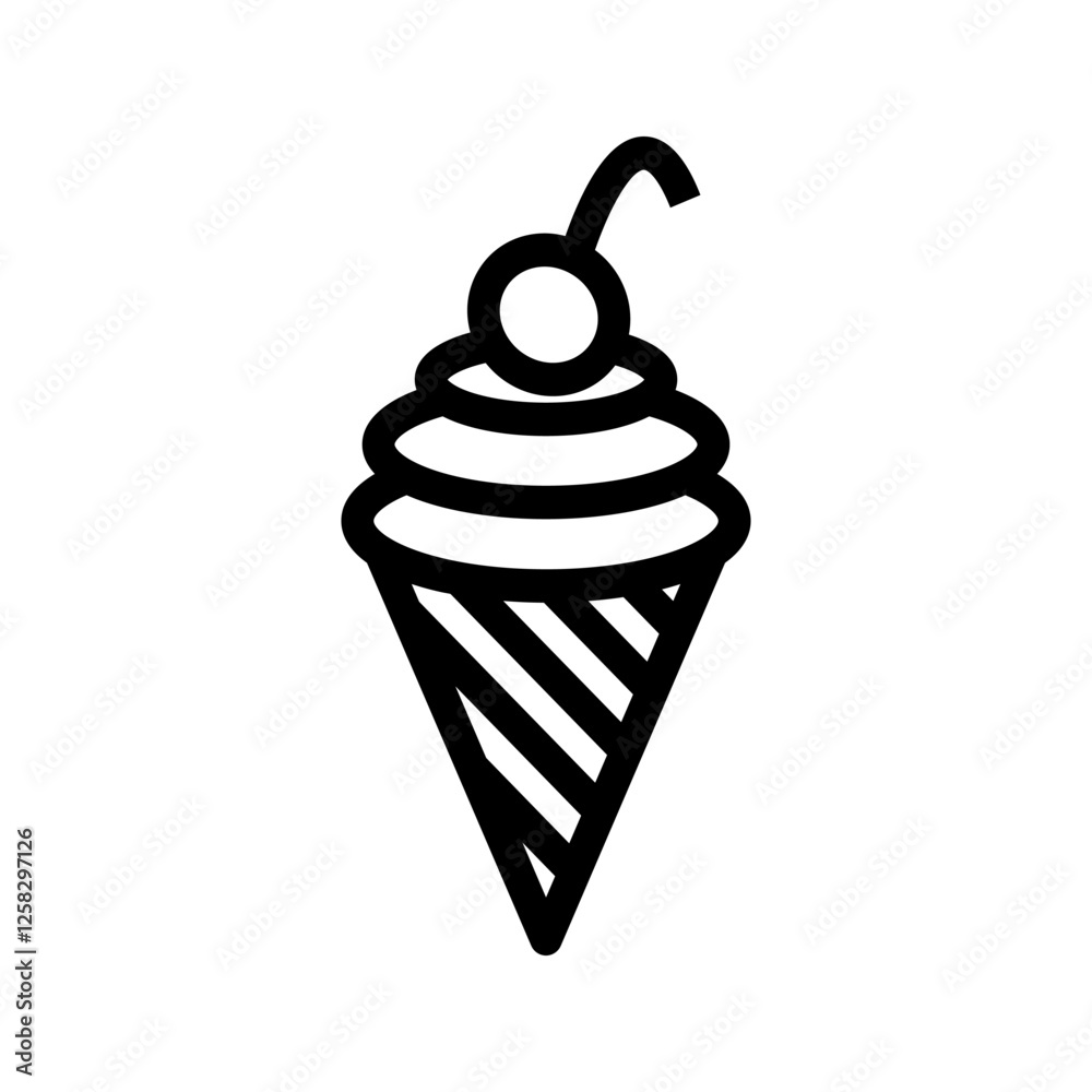 Kawaii-style ice cream icon with a smiling face, making it a cute and playful food illustration. Kawaii-style ice cream icon with a smiling face, making it a cute and playful food illustration.