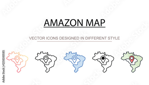 Amazon Map icon design with white background stock illustration