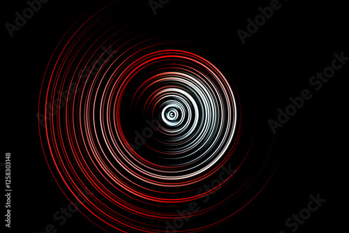 Abstract radial motion blur in red and grey tones on a black background. Red and gray circles. Background for modern graphic design and text, label design, textile, clothing or brochure.
