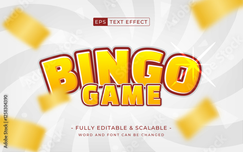 bingo game editable text effect on white background. money blurred effect