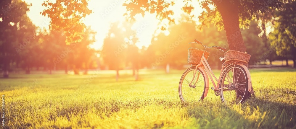 Fototapeta premium Sunset park bicycle leisure