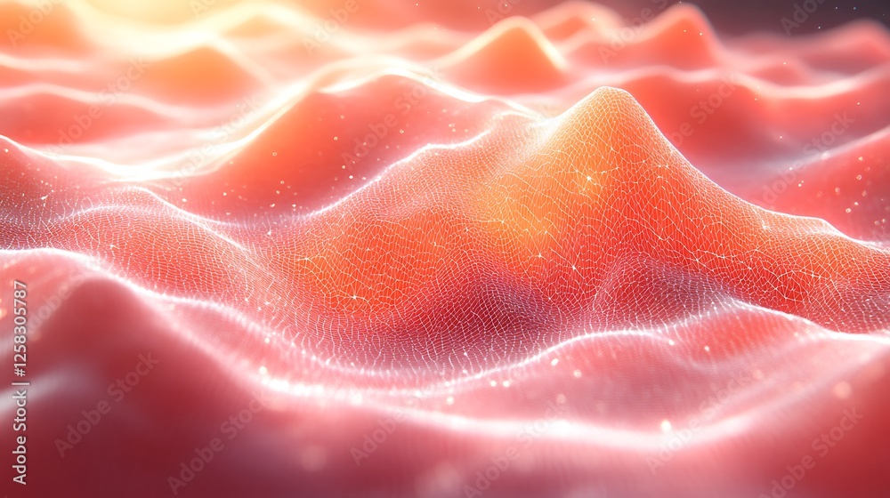 Abstract Red Landscape Digital Mesh Terrain Abstract Red Landscape Digital Mesh Terrain