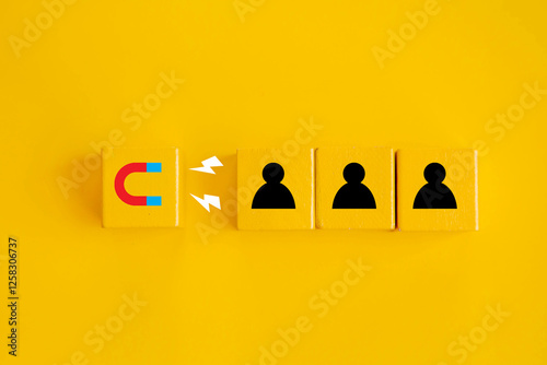 Magnet attracting new customer or employee; customer retention, Marketing strategy concept