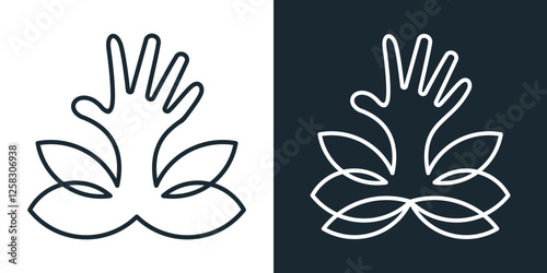 hand hi leaf vector logo design. Nature line art logo concept.