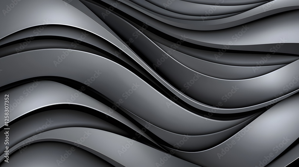 Fototapeta premium Elegant Flowing Waves of Dark Gray and Black Abstract Design