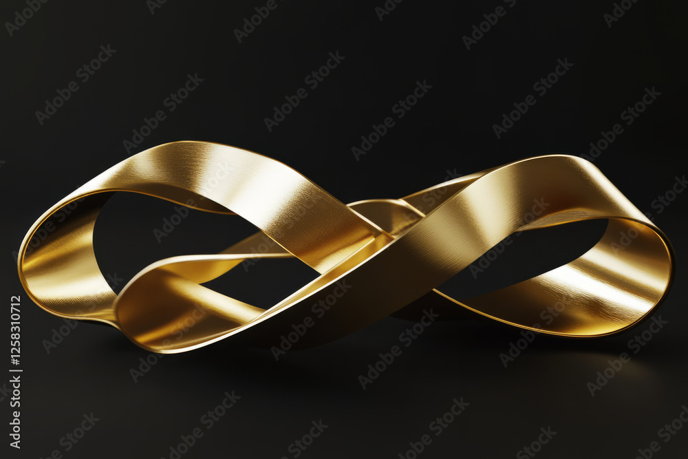 animated ribbon of gold, curling and twisting in an infinite loop, creating a sense of elegant flow and movement for a video background.
