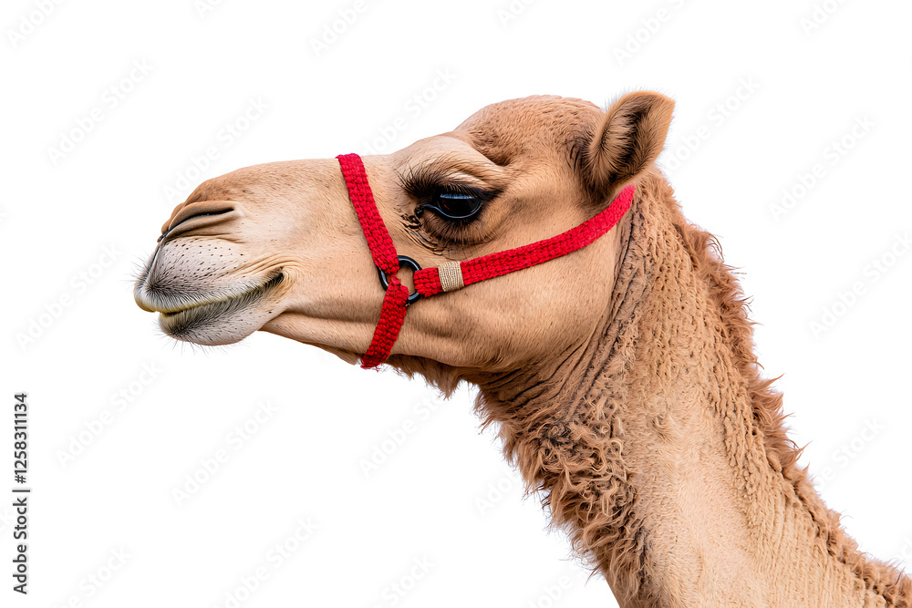 Obraz premium Closeup camel head isolated on white background