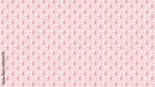 牛乳のかわいいイラスト、バックグラウンド、パターン