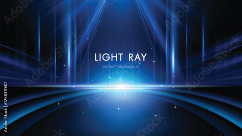 Elegant abstract blue light Background, shining vertically with sparkling light effects, template for an award ceremony backdrop.