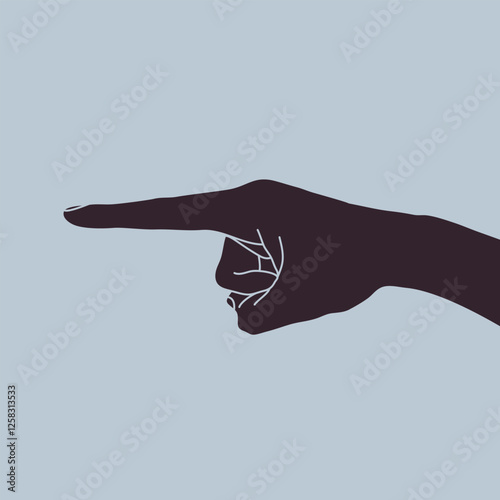 Silhouette of a hand with pointing index finger. Side view. Vector illustration