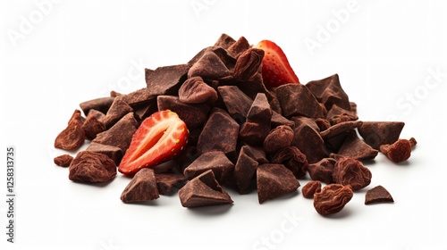 Dried Strawberry Pieces on Chocolate