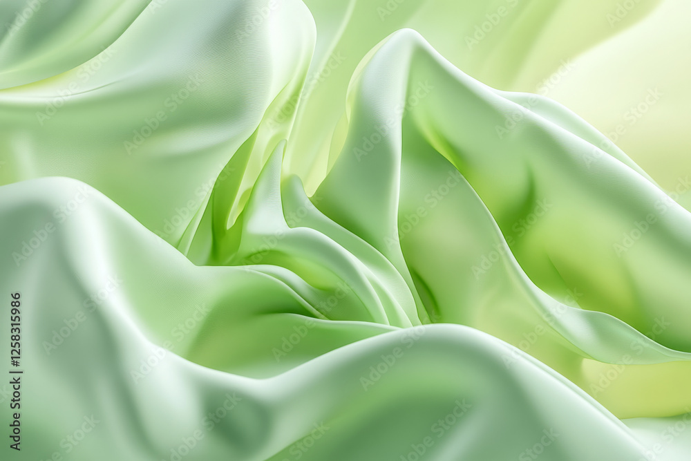 flowing organic form in light green, gently twisting as it floats, creating an elegant and fluid visual.