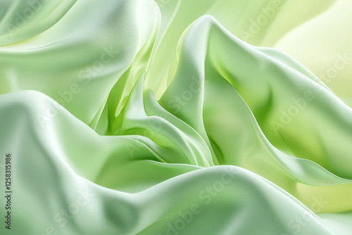 Obraz na płótnie flowing organic form in light green, gently twisting as it floats, creating an elegant and fluid visual. w salonie