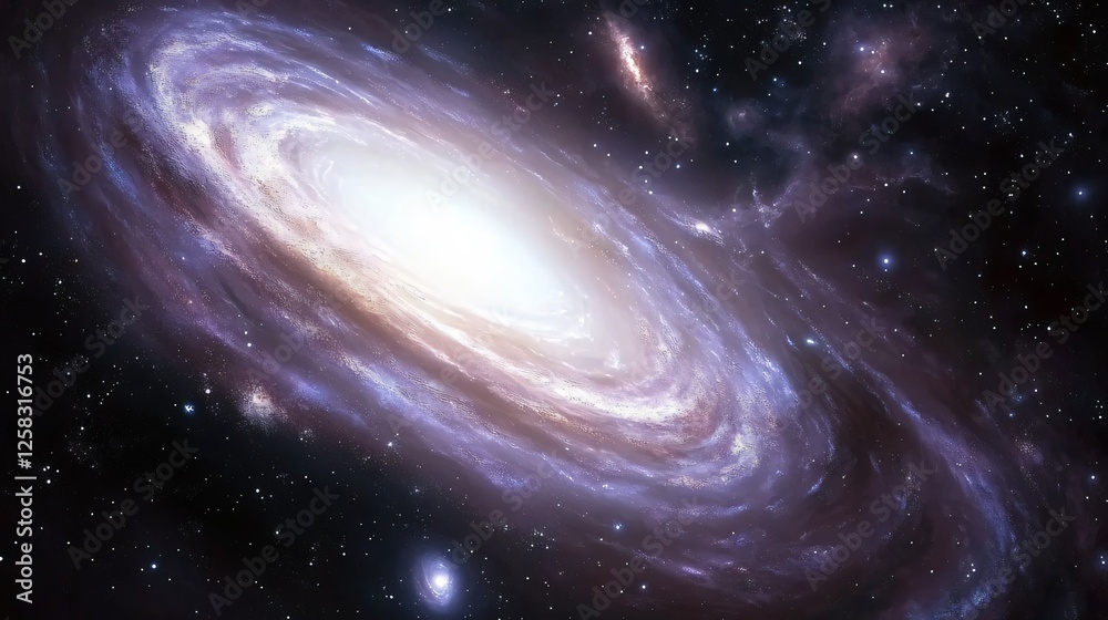 Fototapeta premium Vibrant Nebula Space Scene with Intricate Patterns of Gases and Distant Spiraling Galaxies