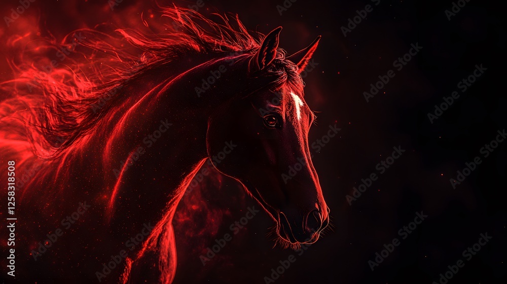 Neon Red Horse, on Black Background, Abstract Image, Texture, Pattern Background, Wallpaper, Cover and Screen of Smartphone, PC, Laptop, 9:16 and 16:9 Format Neon Red Horse, on Black Background, Abstract Image, Texture, Pattern Background, Wallpaper, Cover and Screen of Smartphone, PC, Laptop, 9:16 and 16:9 Format