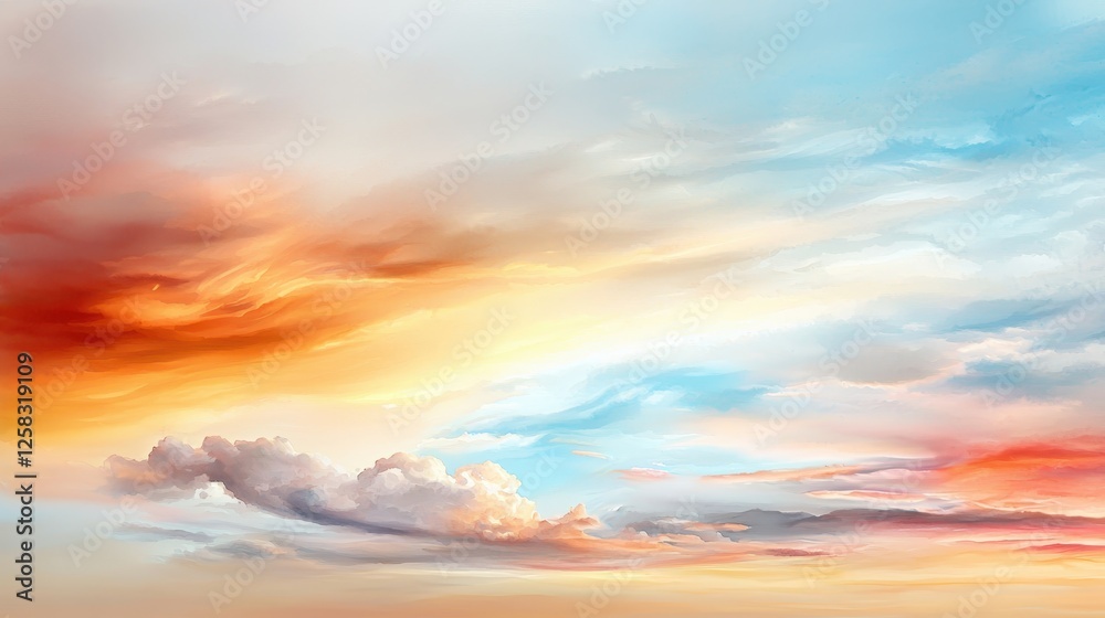 A serene sky painted in soft hues of blue, orange, and pink, showcasing delicate clouds and a tranquil atmosphere. A serene sky painted in soft hues of blue, orange, and pink, showcasing delicate clouds and a tranquil atmosphere.