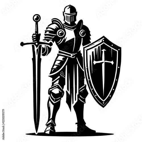 Vintage Medieval Knight Silhouette Vector Art