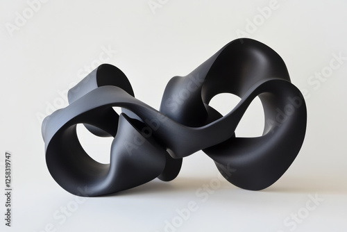 graceful ribbon in black, twisting and flowing in a continuous form that evokes fluidity and motion.