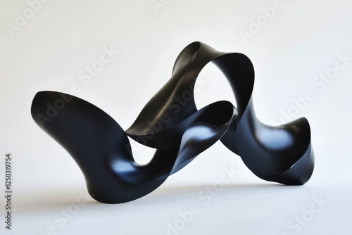 graceful ribbon in black, twisting and flowing in a continuous form that evokes fluidity and motion.
