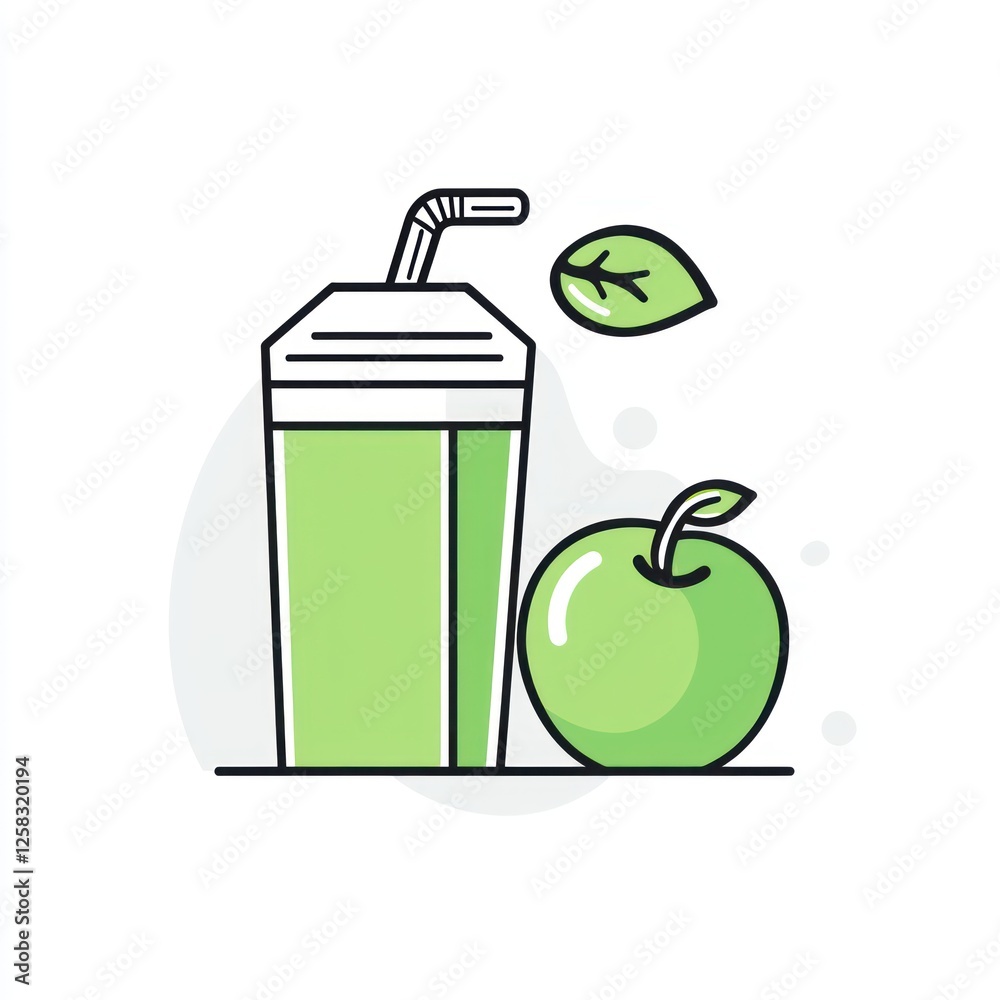Fresh Green Smoothie Drink with Apple, Healthy Lifestyle Fresh Green Smoothie Drink with Apple, Healthy Lifestyle