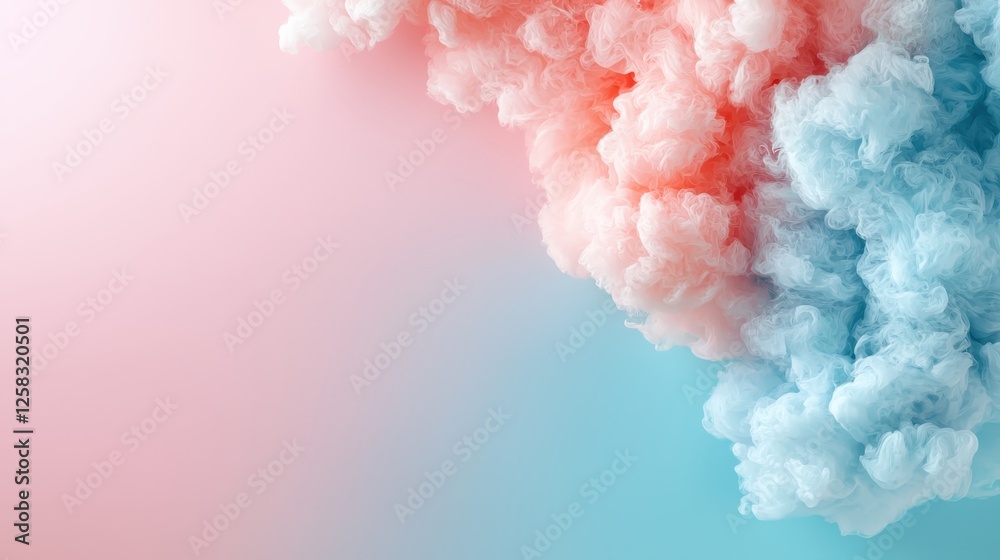 Fototapeta premium A soft blend of pink and blue clouds creates a dreamy, ethereal background, evoking a sense of tranquility and whimsy.