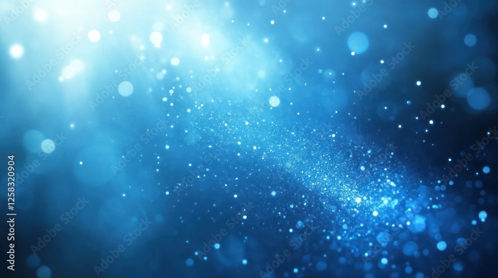 Naklejka premium A mesmerizing blue background with shimmering particles, creating a dreamy atmosphere. Ideal for use in design, digital art, or relaxation themes.
