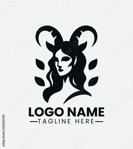 Faun Woman Logo, Forest Nymph Logo, Nature Spirit Logo