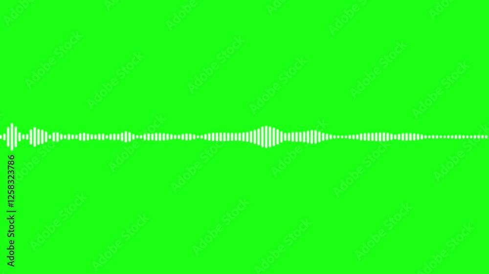 Motion graphic and animation background. audio wave or frequency digital animation effect 4K movement on green screen background.  White audio waveform looping animation.