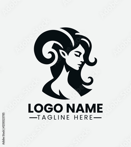 Faun Woman Logo, Forest Nymph Logo, Nature Spirit Logo