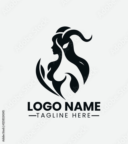 Faun Woman Logo, Forest Nymph Logo, Nature Spirit Logo