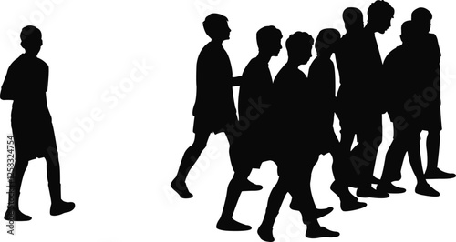 football team children, silhouette vector