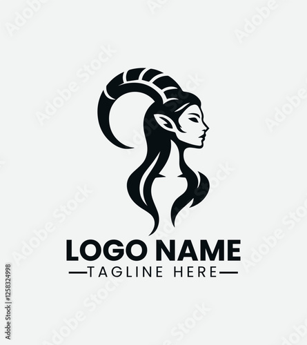 Faun Woman Logo, Forest Nymph Logo, Nature Spirit Logo