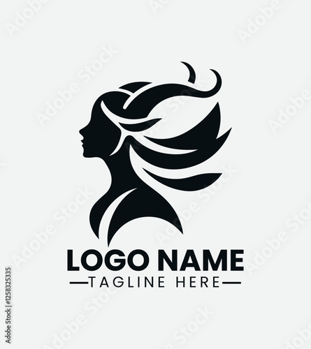 Faun Woman Logo, Forest Nymph Logo, Nature Spirit Logo