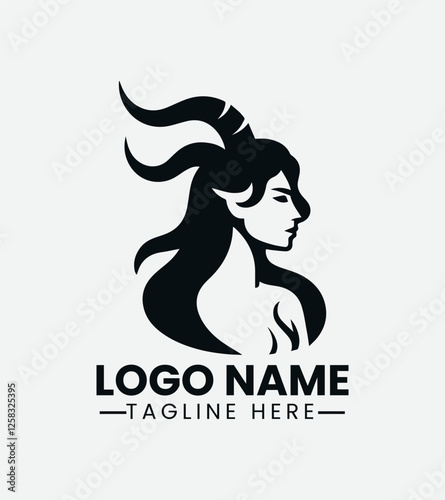 Faun Woman Logo, Forest Nymph Logo, Nature Spirit Logo