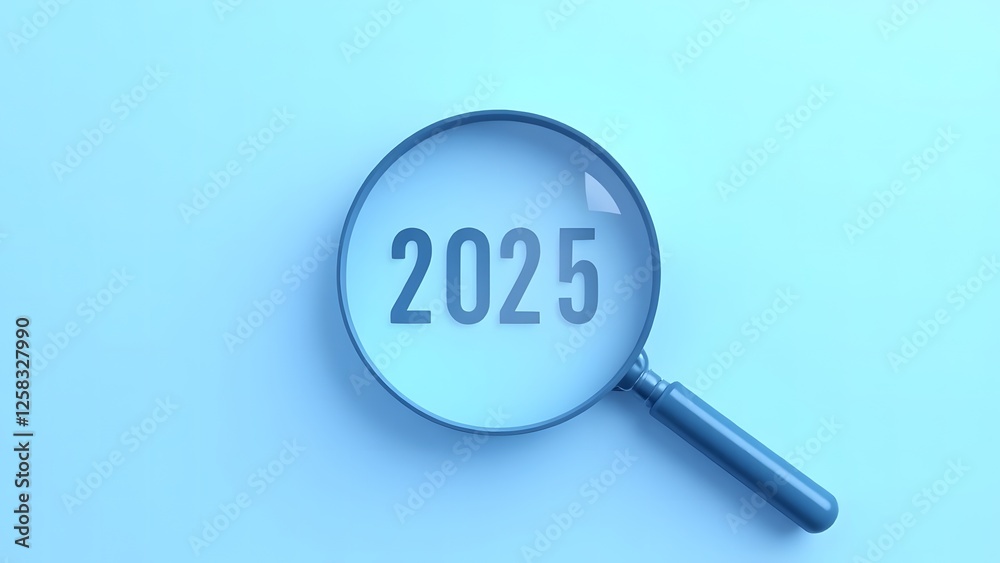 2025 Future Success Concept with Checkmark and Magnifying Glass 2025 Future Success Concept with Checkmark and Magnifying Glass