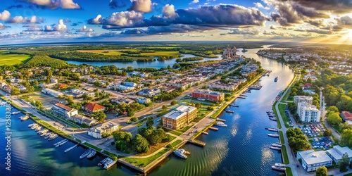 Panoramic Blueprint Map of Hudson, Florida City - Aerial View