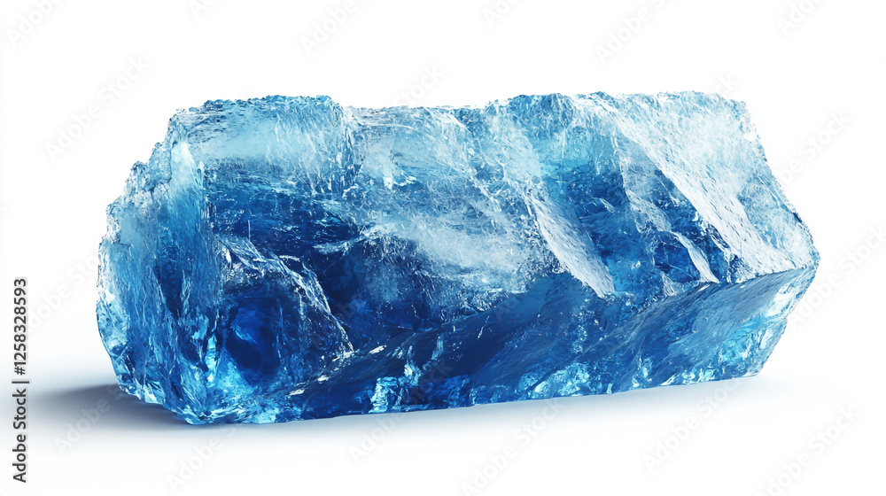 Rough blue ice block with a frosty, crystalline surface and natural cracks, showcasing a cool, textured Rough blue ice block with a frosty, crystalline surface and natural cracks, showcasing a cool, textured