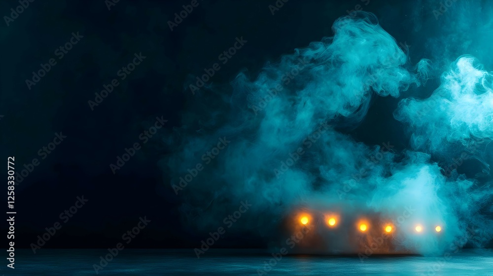 Obraz premium Dramatic Night Scene With Smoky Atmosphere And Yellow Lights