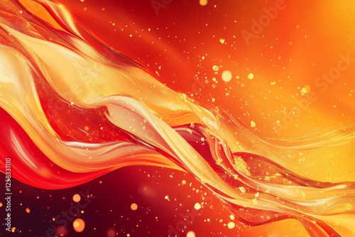 A rich, fiery gradient of red, orange, and gold with swirling fluid textures. Bold and dramatic, perfect for energizing and passionate visual themes.