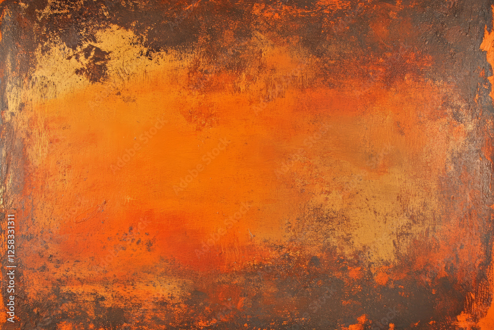 Obraz premium A rustic burnt orange and brown abstract background with earthy textures, vintage grain, and a warm nostalgic feel. Perfect for retro and autumnal themes.