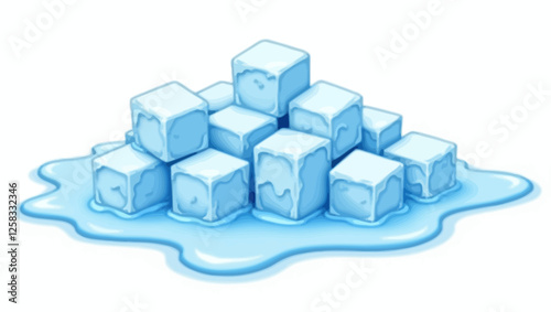 Melting ice cubes create a cooling effect and a feeling of freshness. Ideal for drinks, summer, natural events and the passage of time concepts.