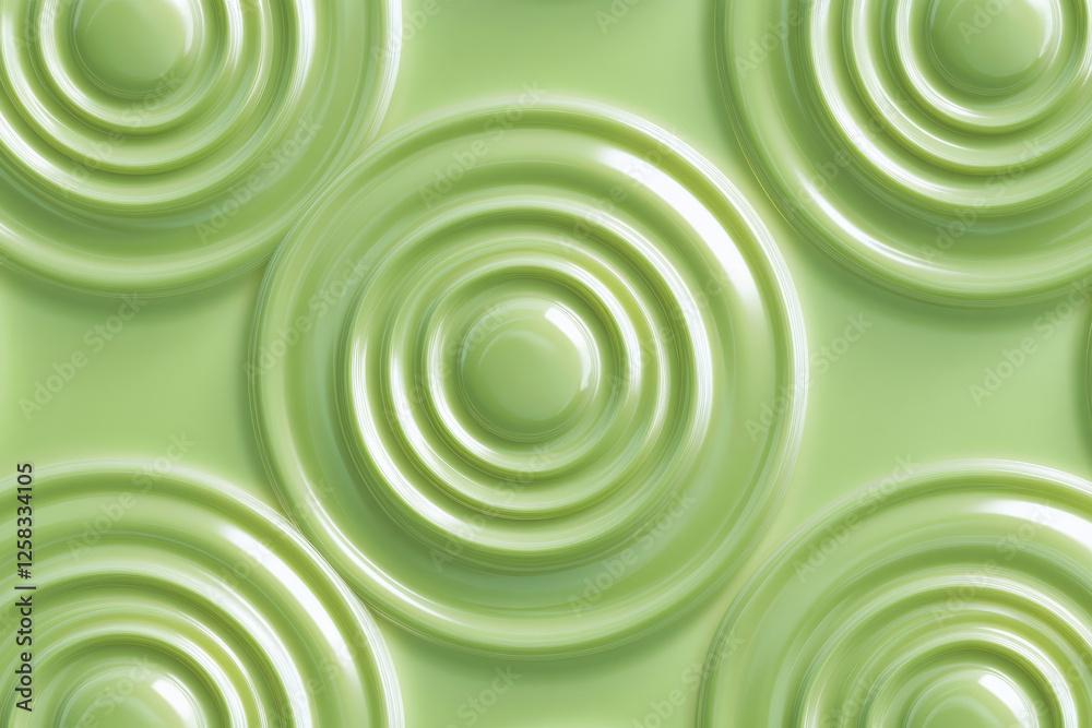 Obraz premium seamless circular pattern in light green, where the repeating curves create a soft, soothing, and continuous background.