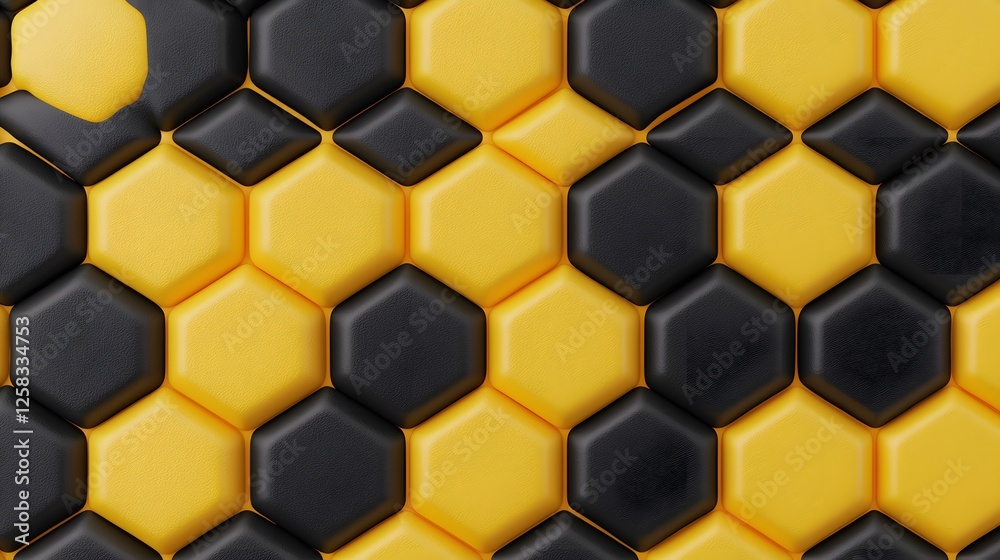 Textured Honeycomb Pattern with Black and Yellow Hexagons Textured Honeycomb Pattern with Black and Yellow Hexagons