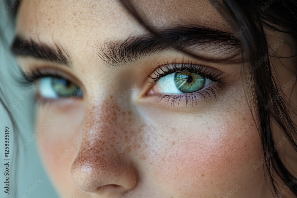 Fototapeta premium Optimise vision by contact lens, Close-up of woman face during insert contact lens to her eyes