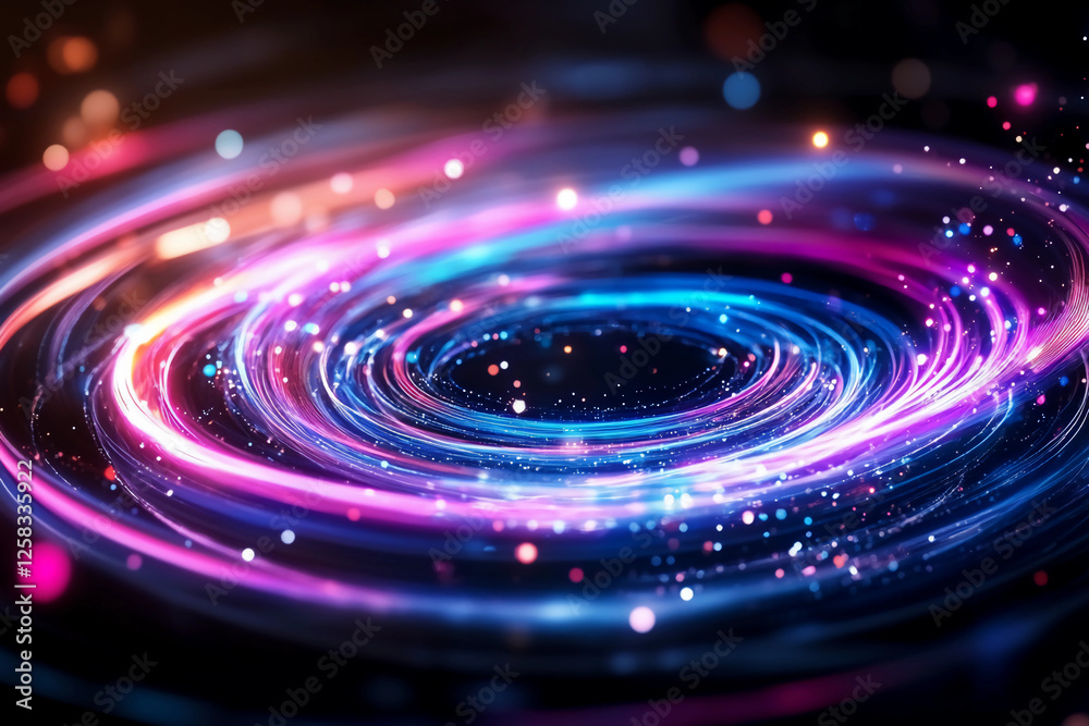 Intricate display of swirling quantum waves, radiating neon energy, spreading in ripples, capturing the fluid, ever-changing nature of quantum energy in a dark void Intricate display of swirling quantum waves, radiating neon energy, spreading in ripples, capturing the fluid, ever-changing nature of quantum energy in a dark void