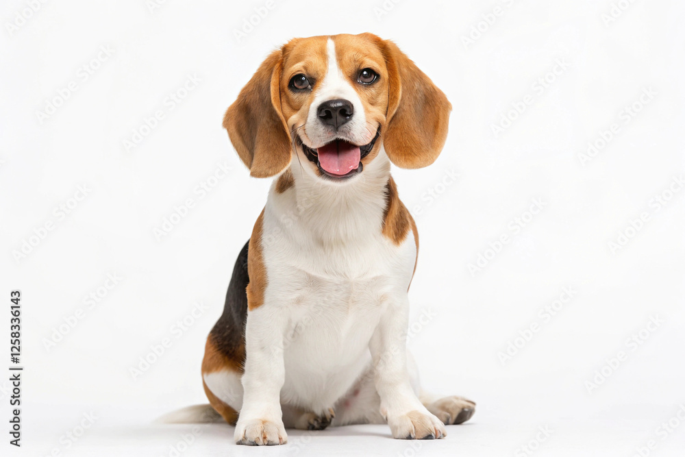 Adorable Beagle Dog Sitting and Smiling Isolated On a White Background Adorable Beagle Dog Sitting and Smiling Isolated On a White Background