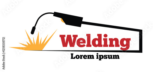 Welding Machine Flat Style Abstract. Metal industry and construction concept vector art